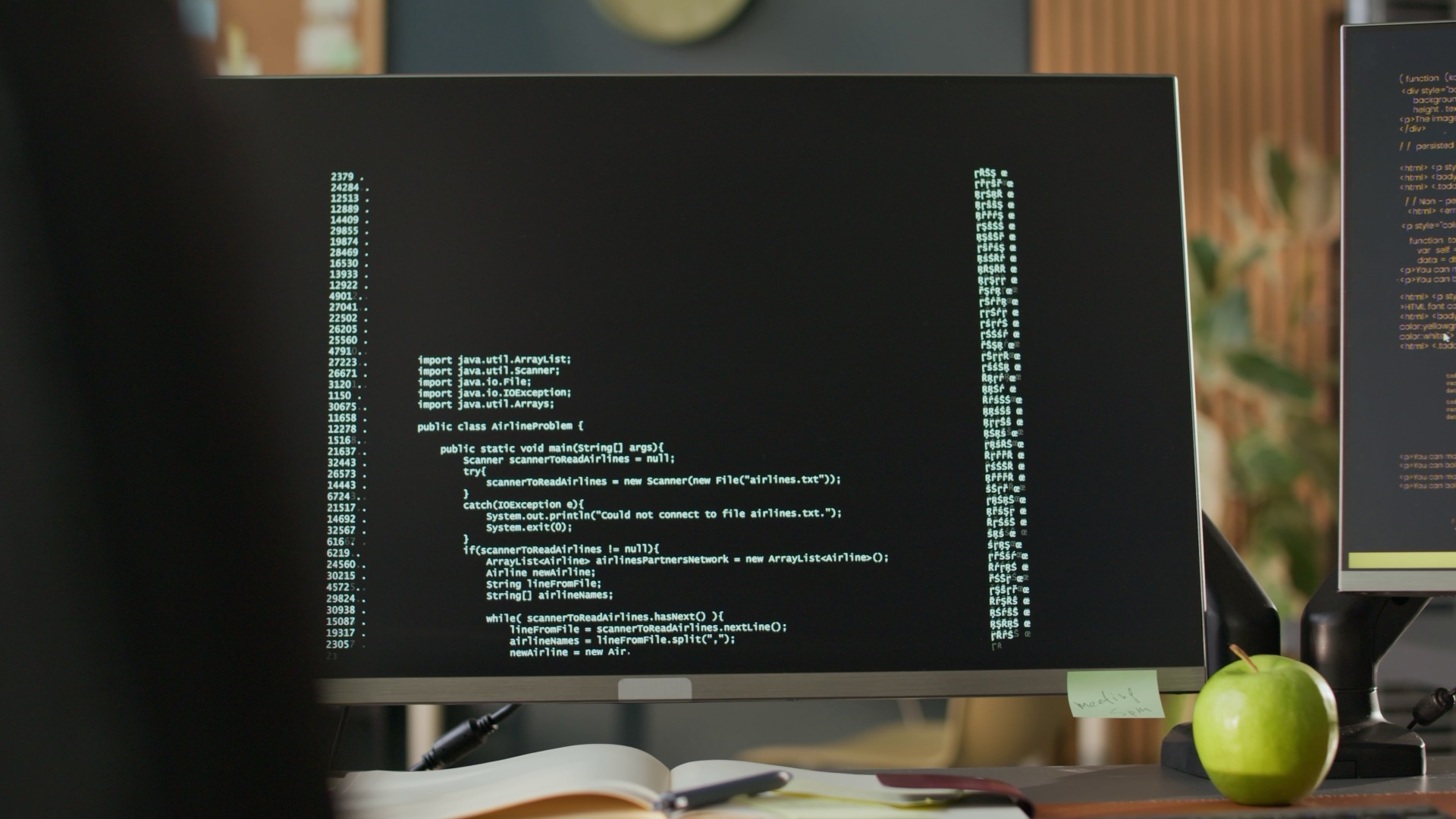 Monitor showing program code